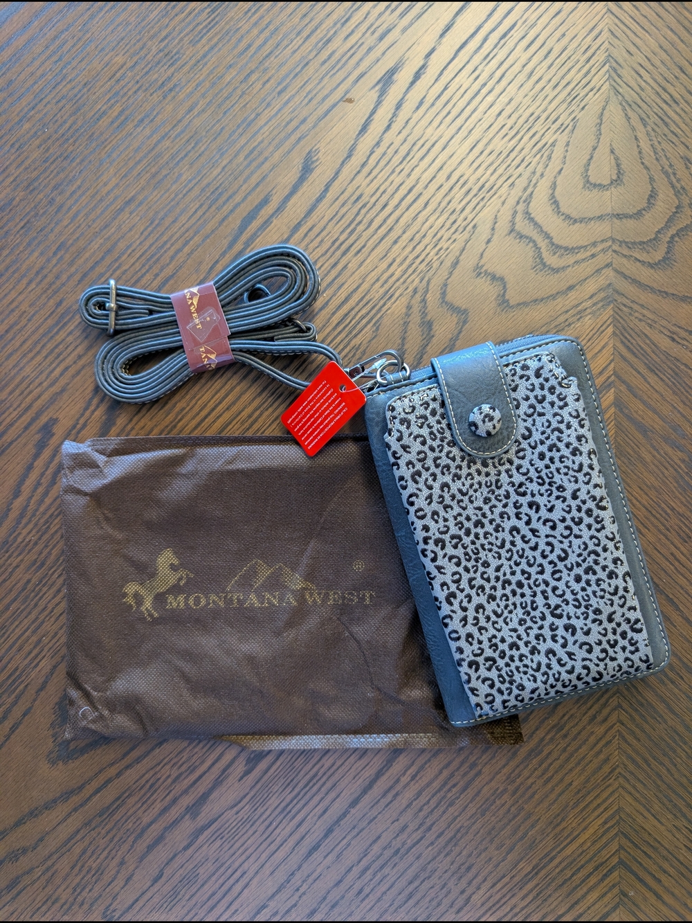 Montana West Leopard Crossbody Phone Wallet - Gray/Black